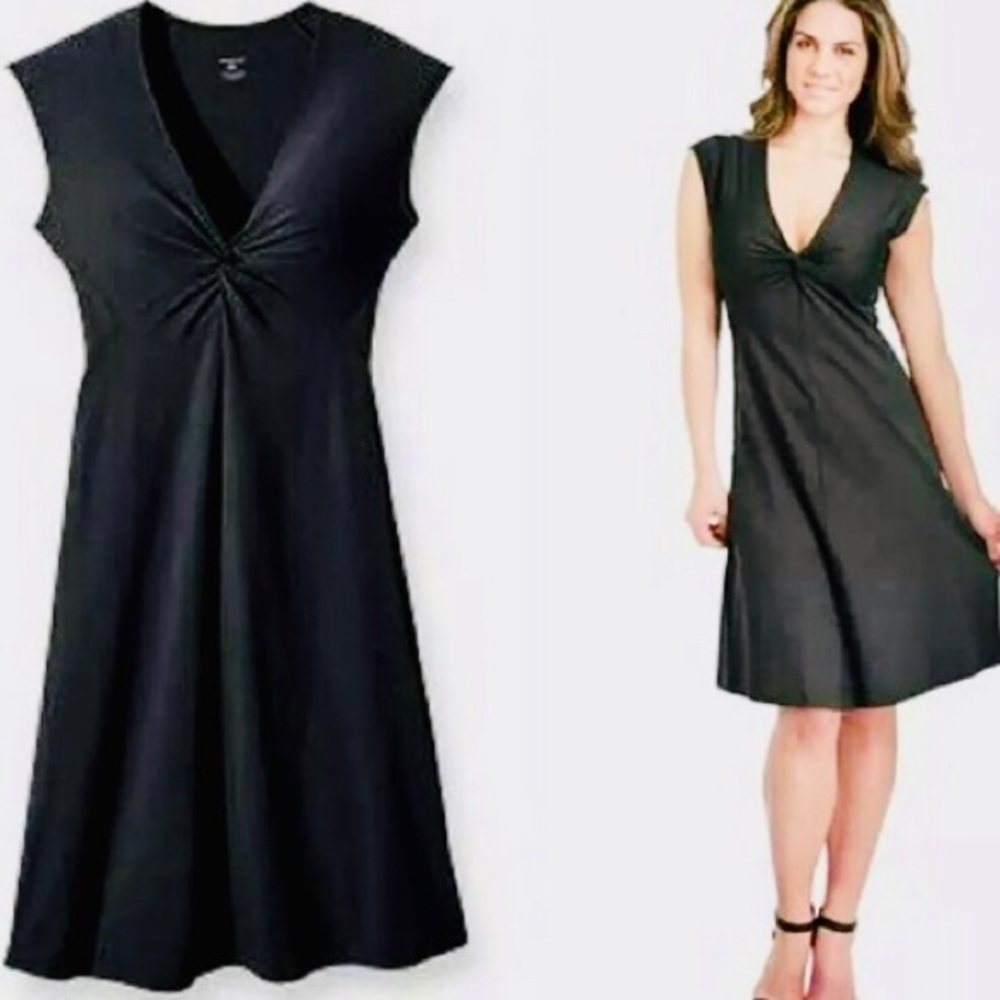 Patagonia Black Bandha Dress Womens XL Jersey Midi